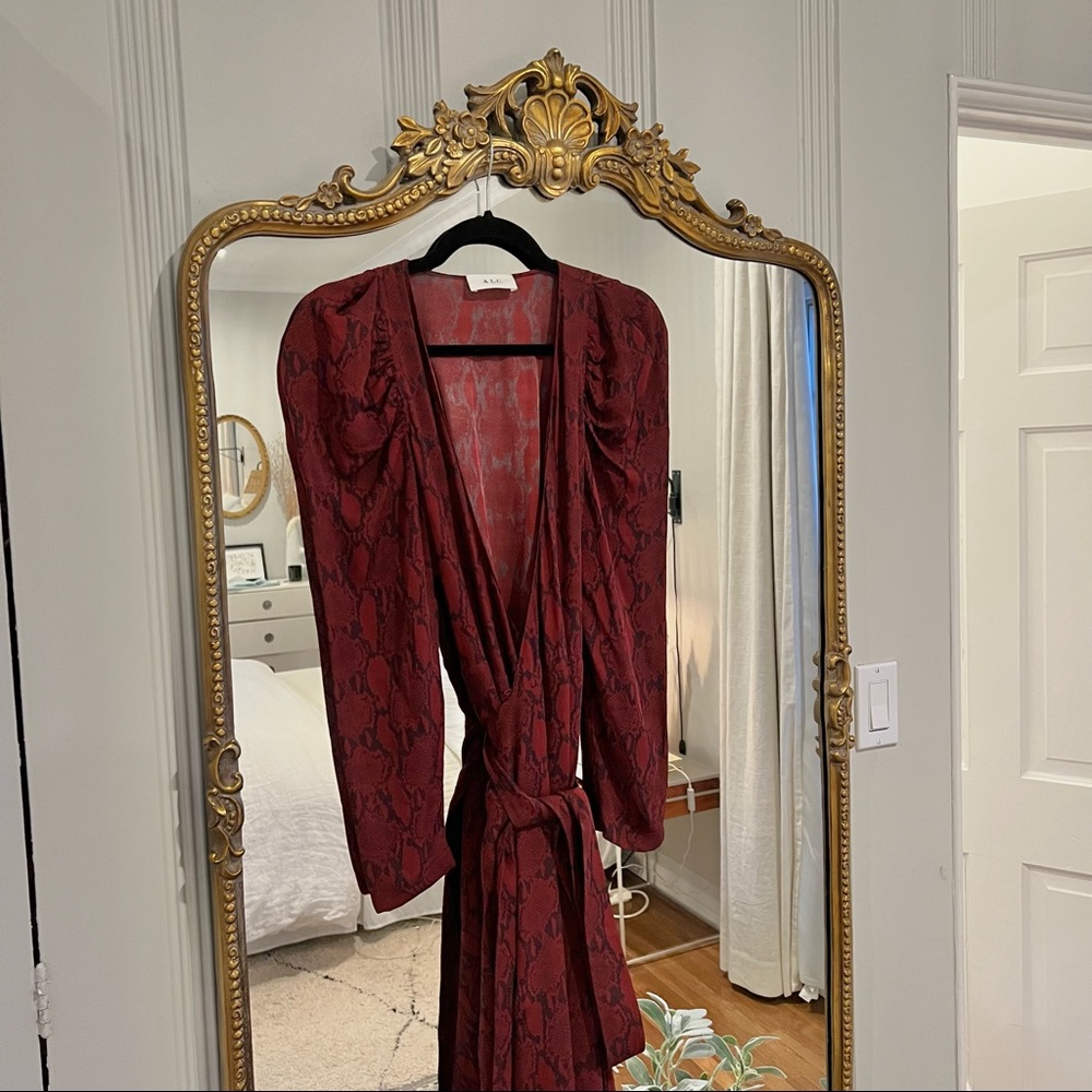 ALC red snakeskin silk wrap dress, never been worn